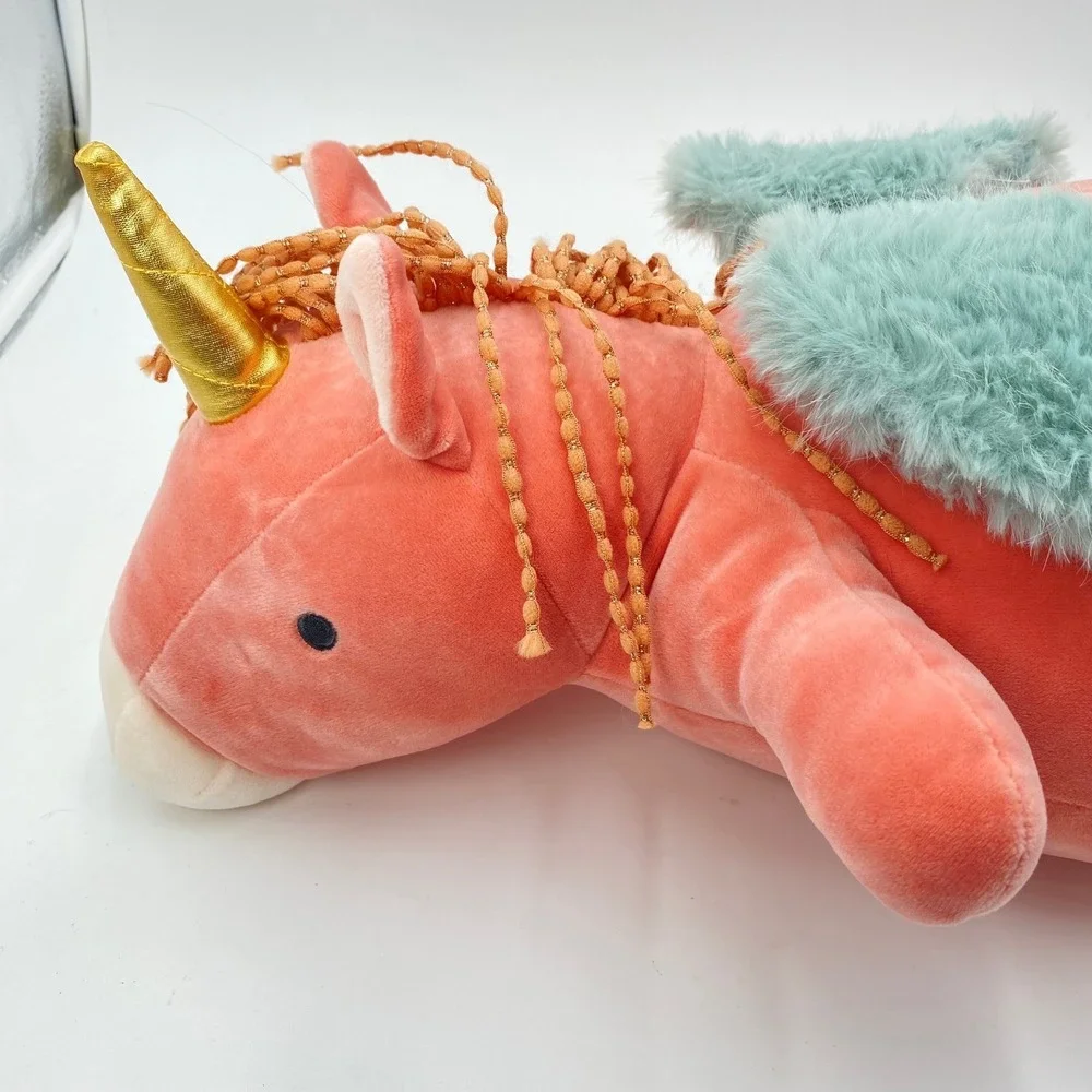 Pillowfort Weighted Plush Pegasus Unicorn Pink Teal Gold Target Throw Pillow 17